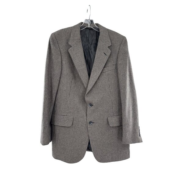 Christian Dior Houndstooth Blazer Jacket Mens Size L Wool Blend Black/Tan - Picture 1 of 7